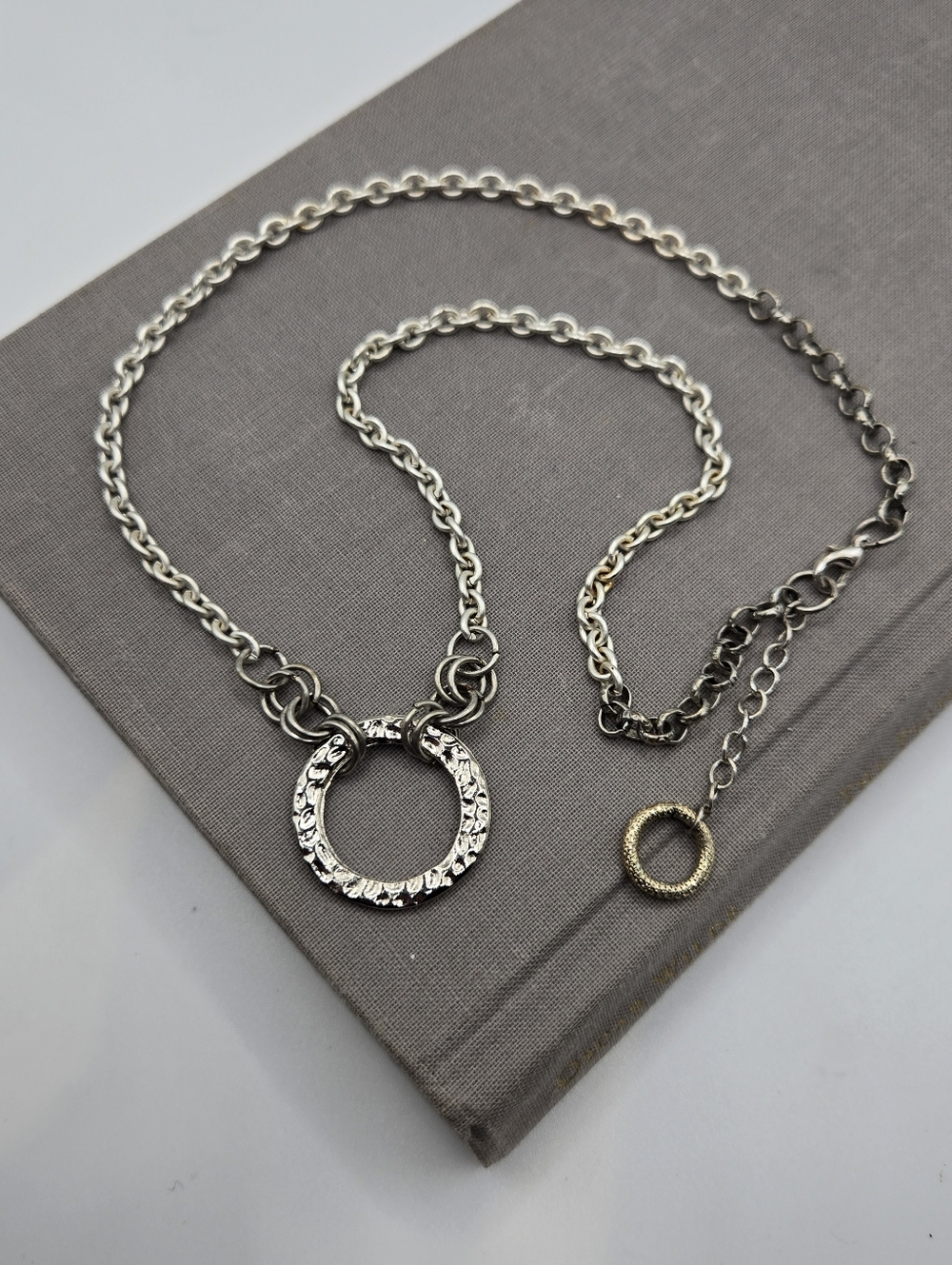 Chunky Silver Chain Choker Necklace grunge emo 90s hammered moto aesthetic